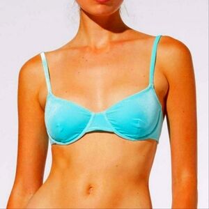 NWT SOLID & STRIPED THE EVA BIKINI TOP SOLID VELVET AQUAMARINE SZ XL $94